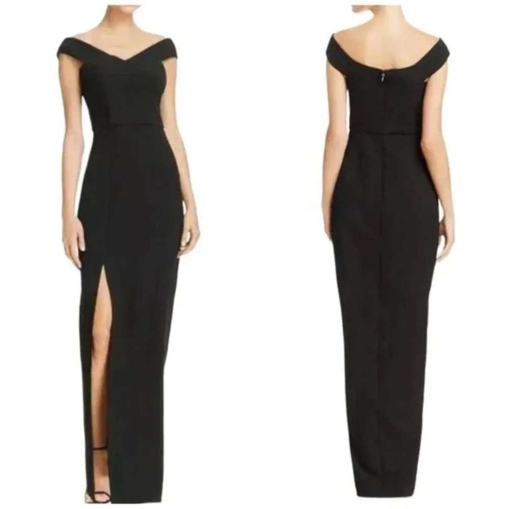 NWT Bariano Australia Black Off Shoulder Sheath Gown Size XS